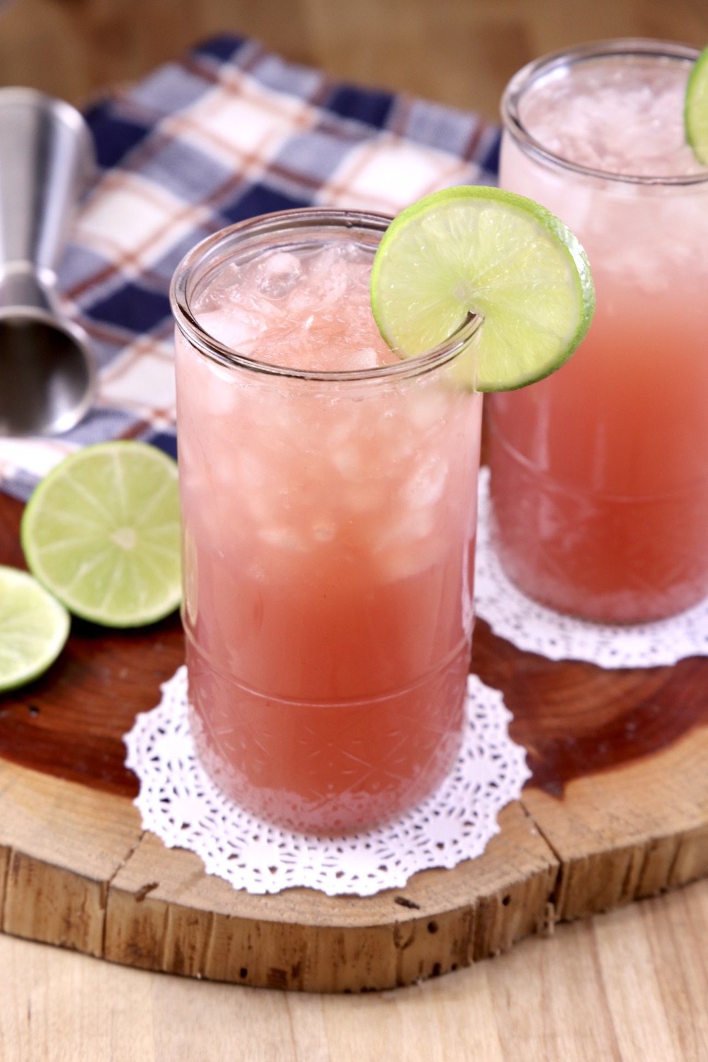 Cranberry Orange Gin Cocktails with lime garnish