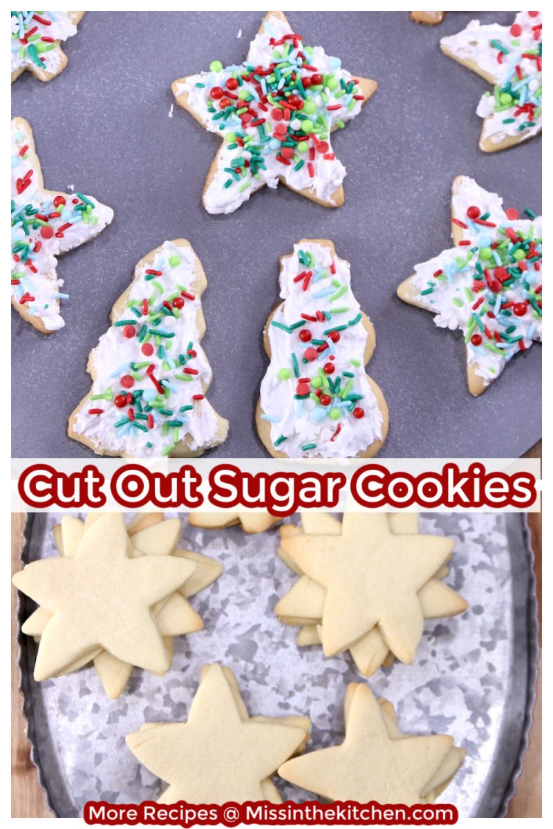 Decorated Sugar Cookies Collage - decorated and plain on a tray