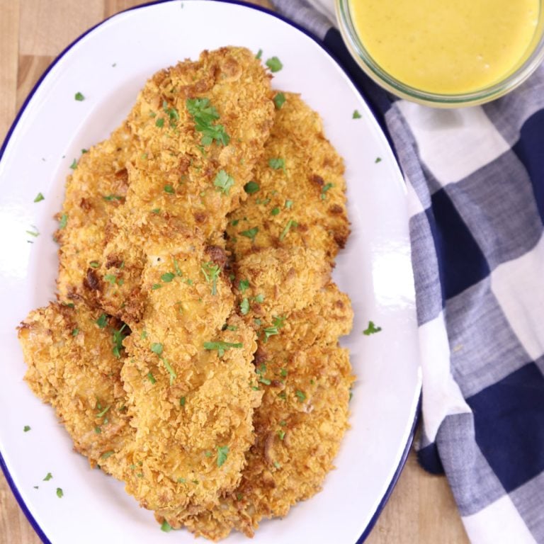 Air Fryer Cornflake Chicken on a platter