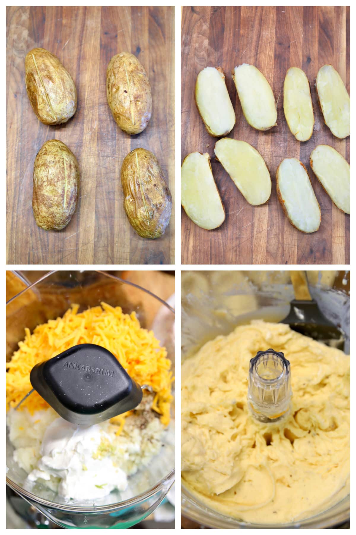 Collage making twice baked potatoes.