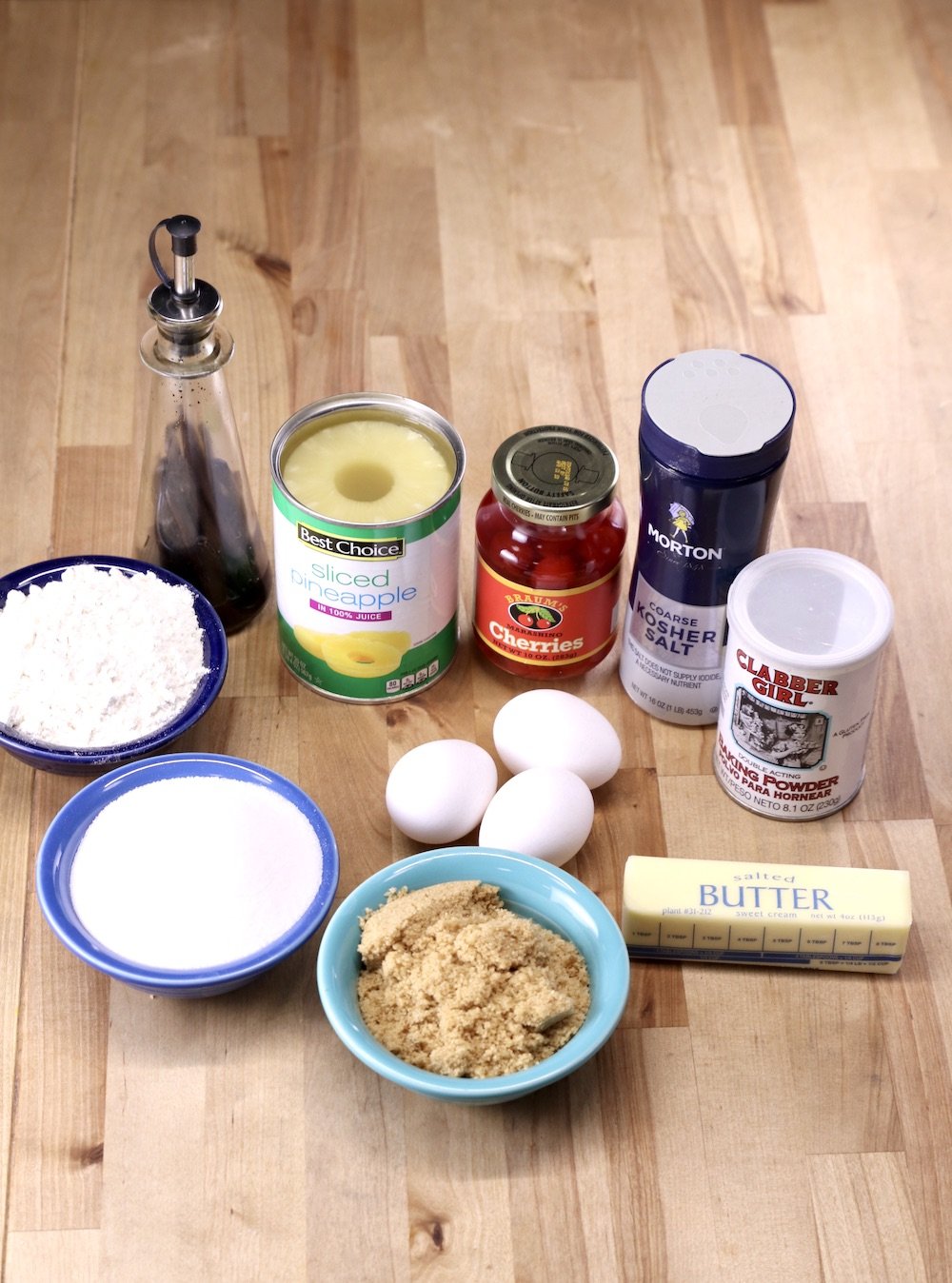 Ingredients for Pineapple upside down cake