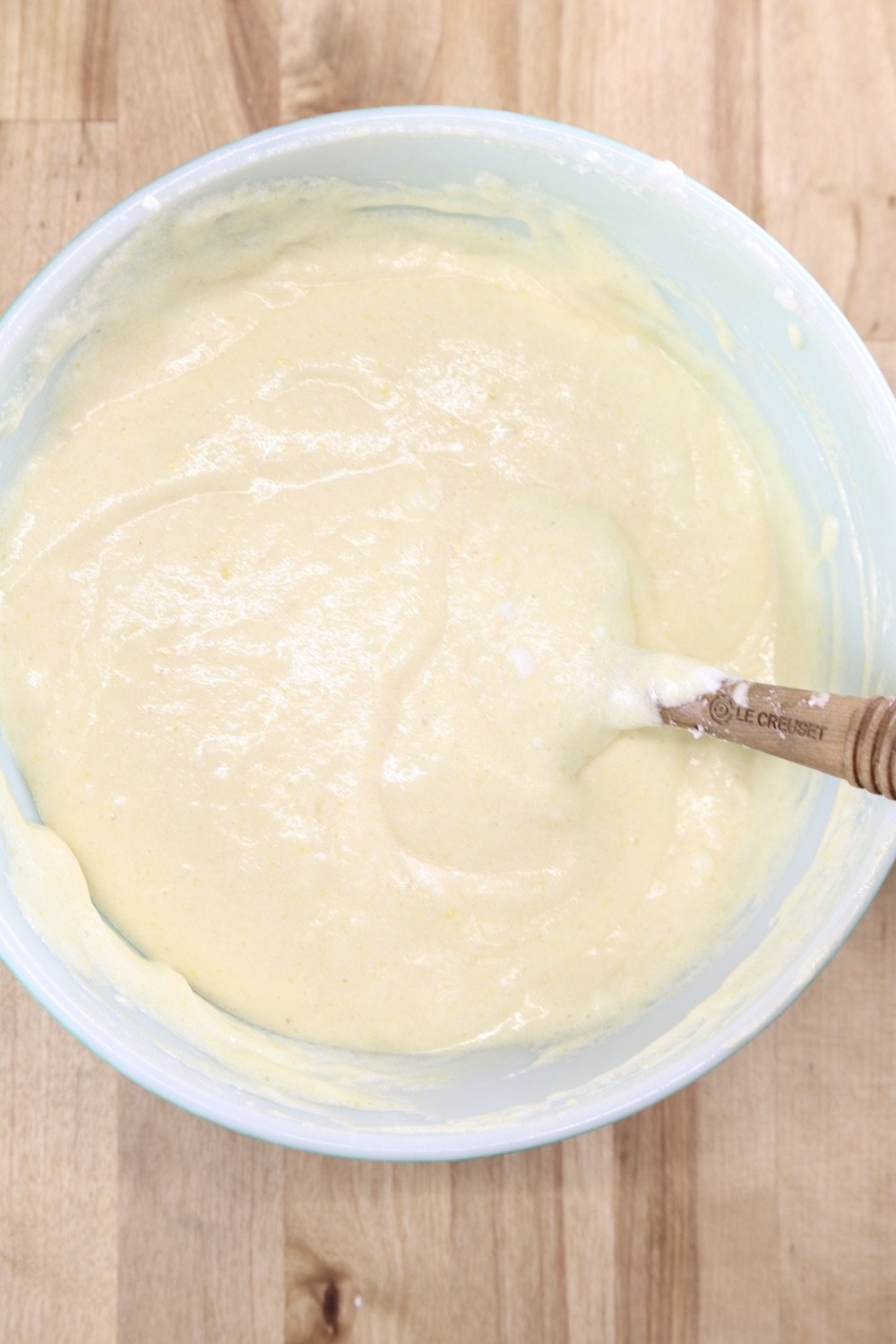 Bowl of pineapple upside down cake batter