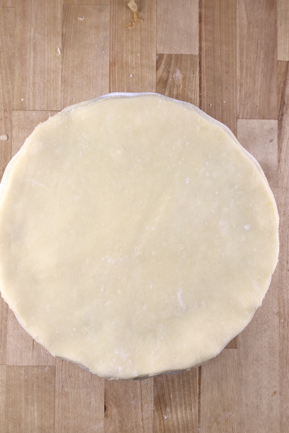 Double crust crawfish pie ready to bake