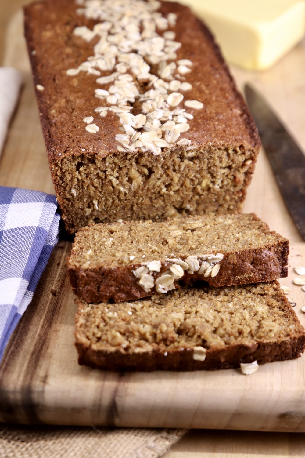 Loaf of Irish Brown Bread with 2 slices