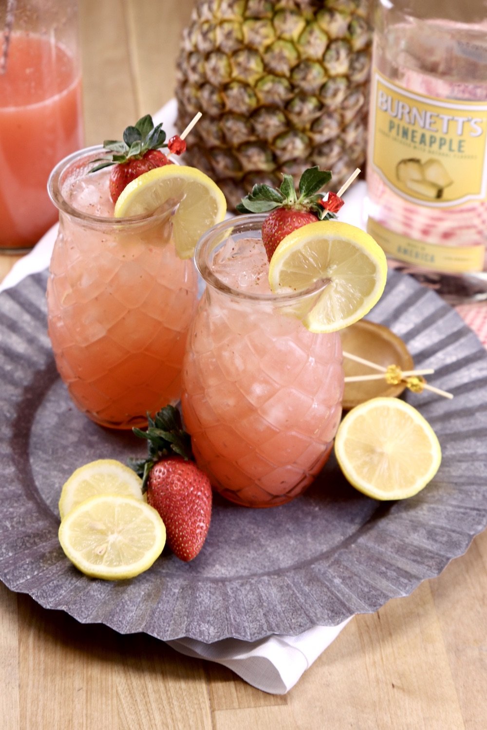 Pineapple tiki cocktails on a tray
