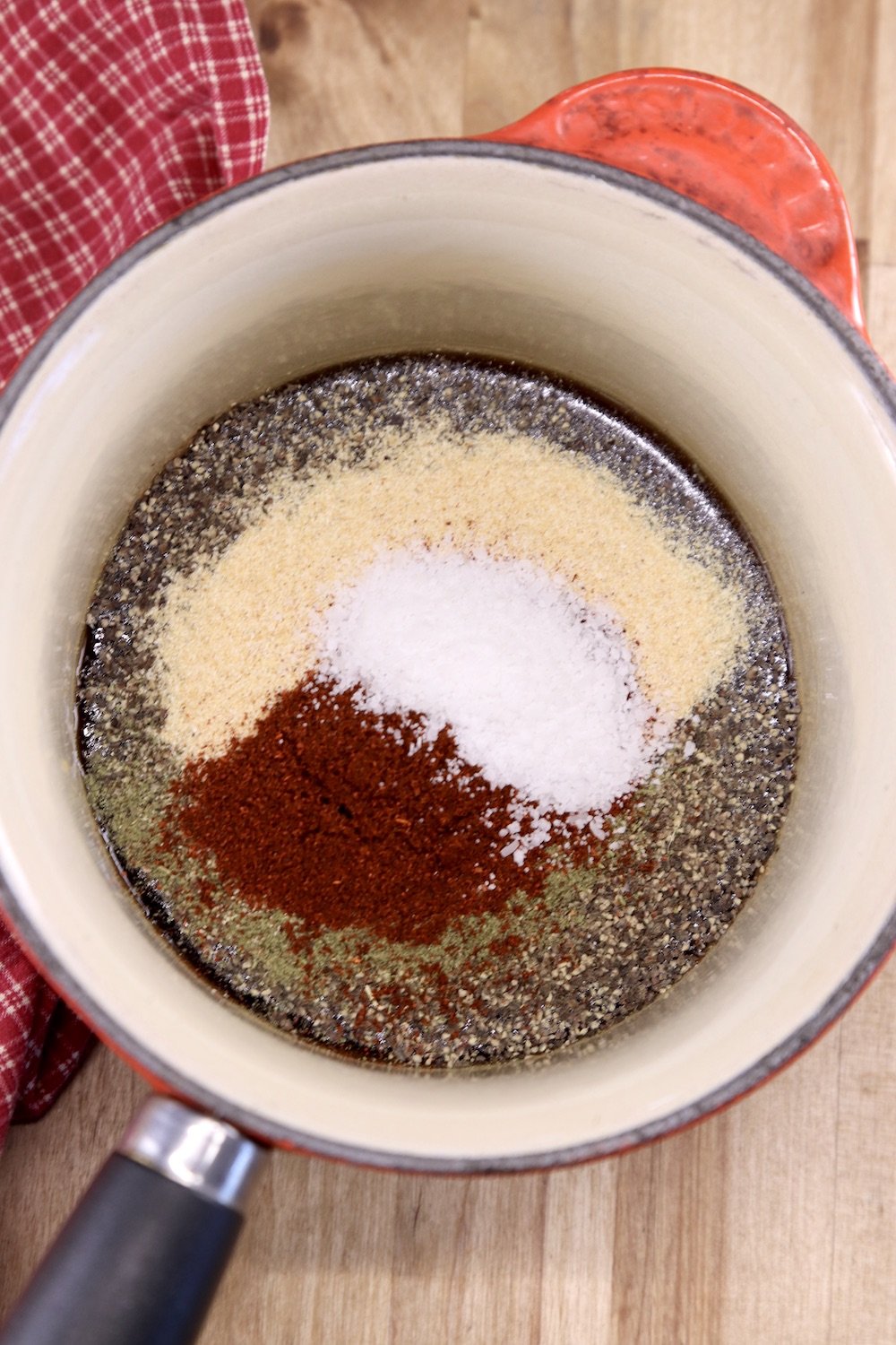 maple glaze ingredients in a pan