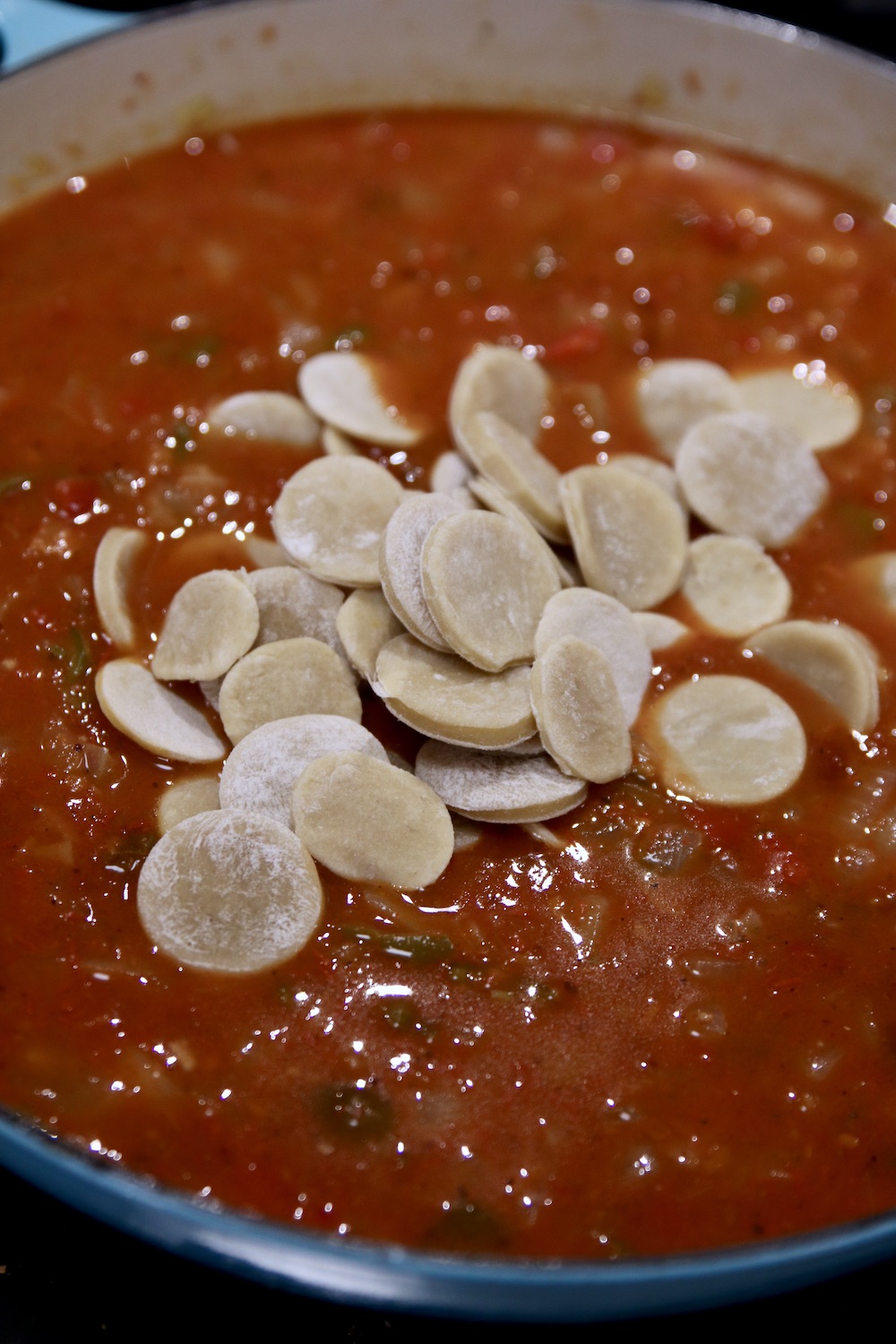 Adding pasta to soup