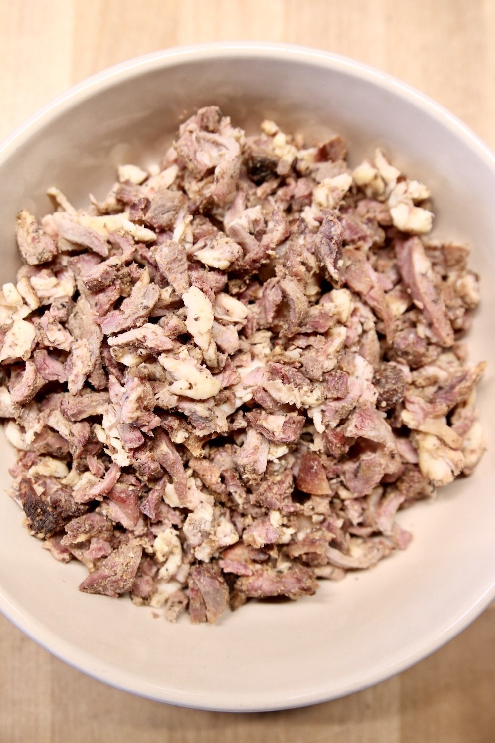 bowl of chopped short rib meat