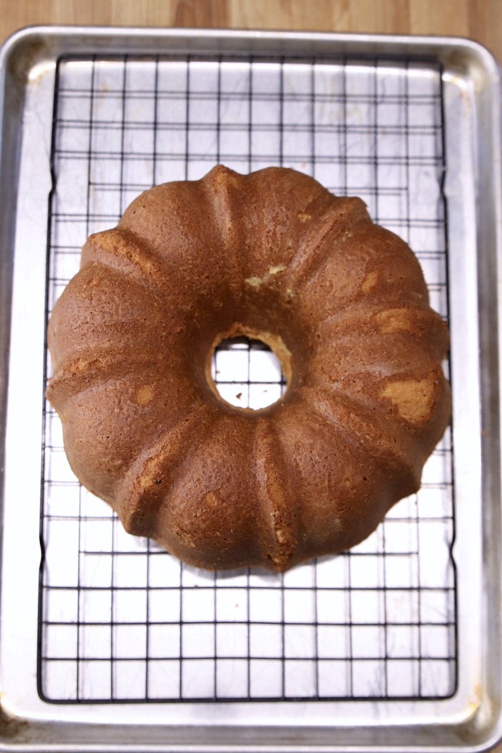 bundt cake on a wire rack