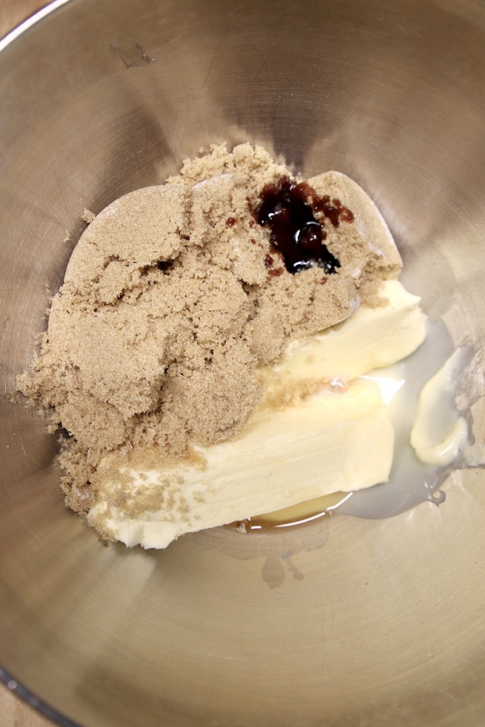 bowl with butter, brown sugar, molasses for cookie dough