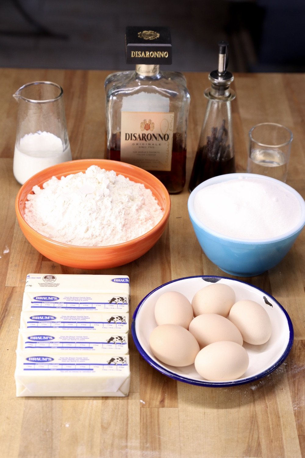 ingredients for Amaretto Pound Cake