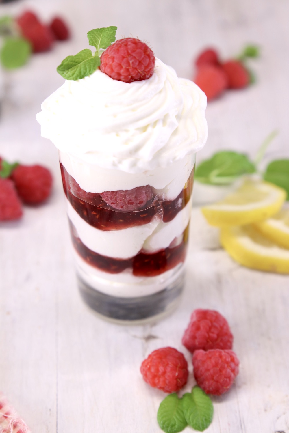 No Bake Raspberry Cheesecake in a glass