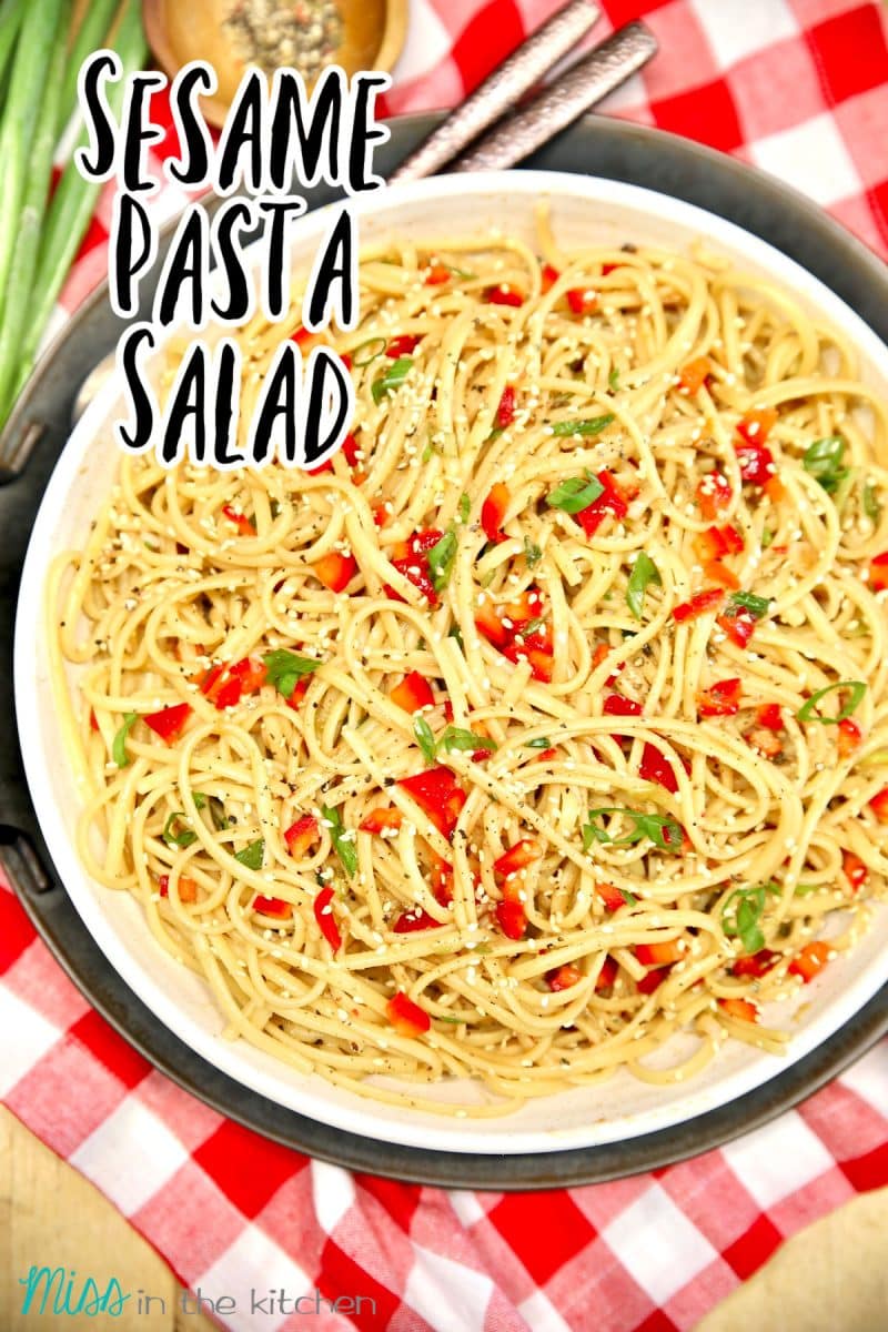 Sesame Pasta Salad with text overlay.