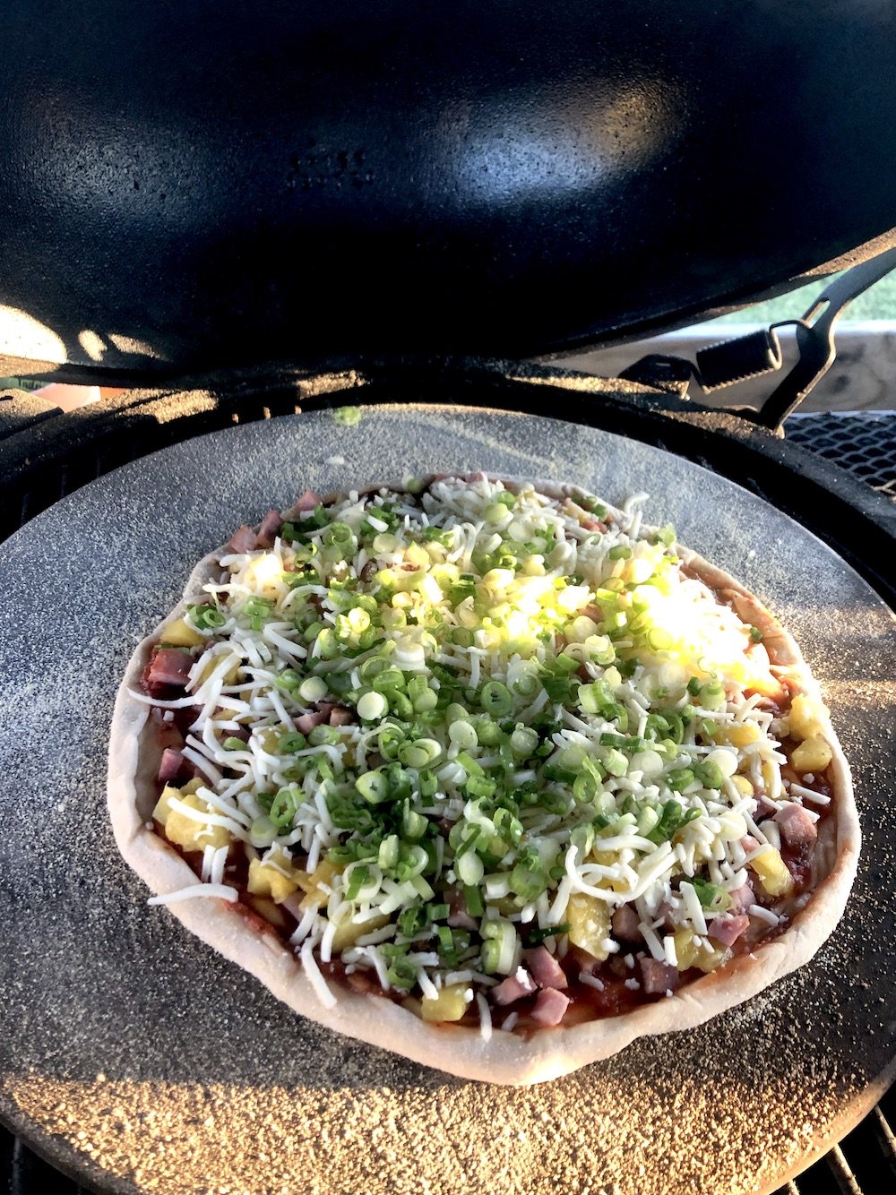pizza on a grill