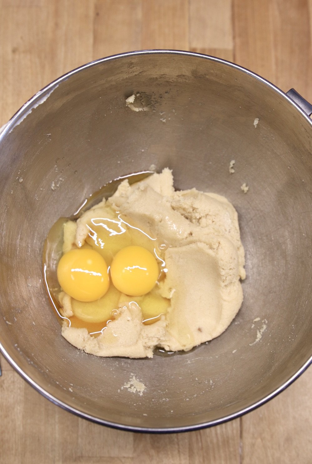 eggs and vanilla in cookie dough
