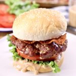 Bacon Burgers on a sesame seed bun with lettuce and tomato