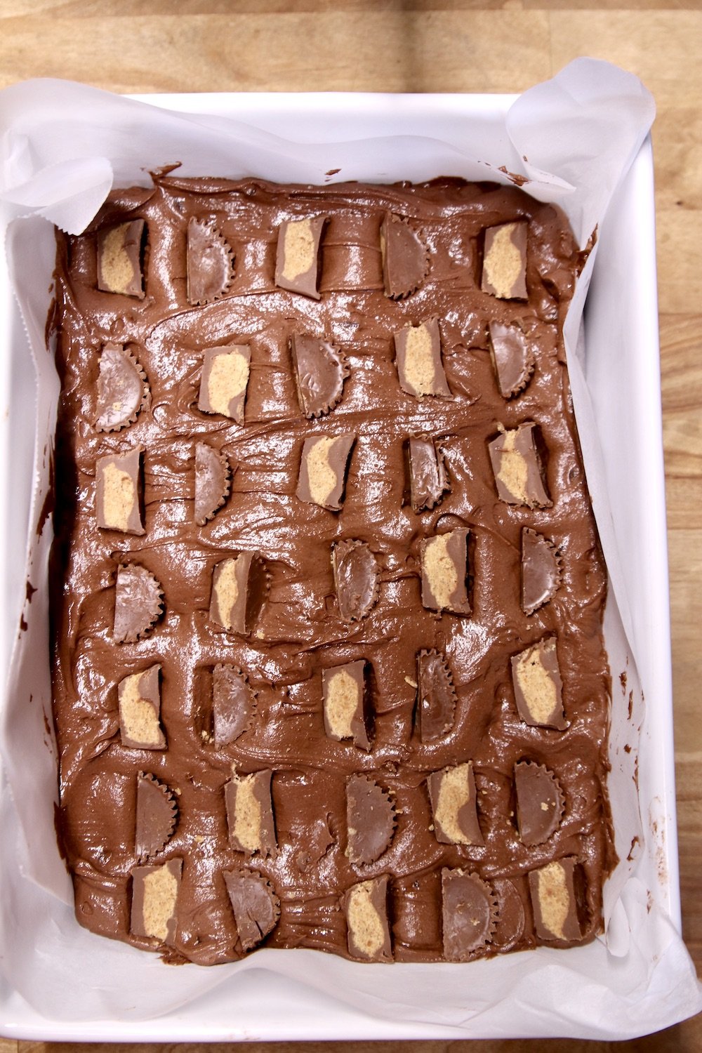 brownie batter with peanut butter cups