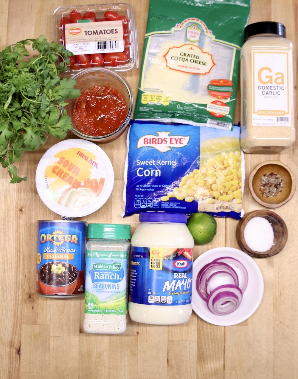 Ingredients for black bean and corn salad