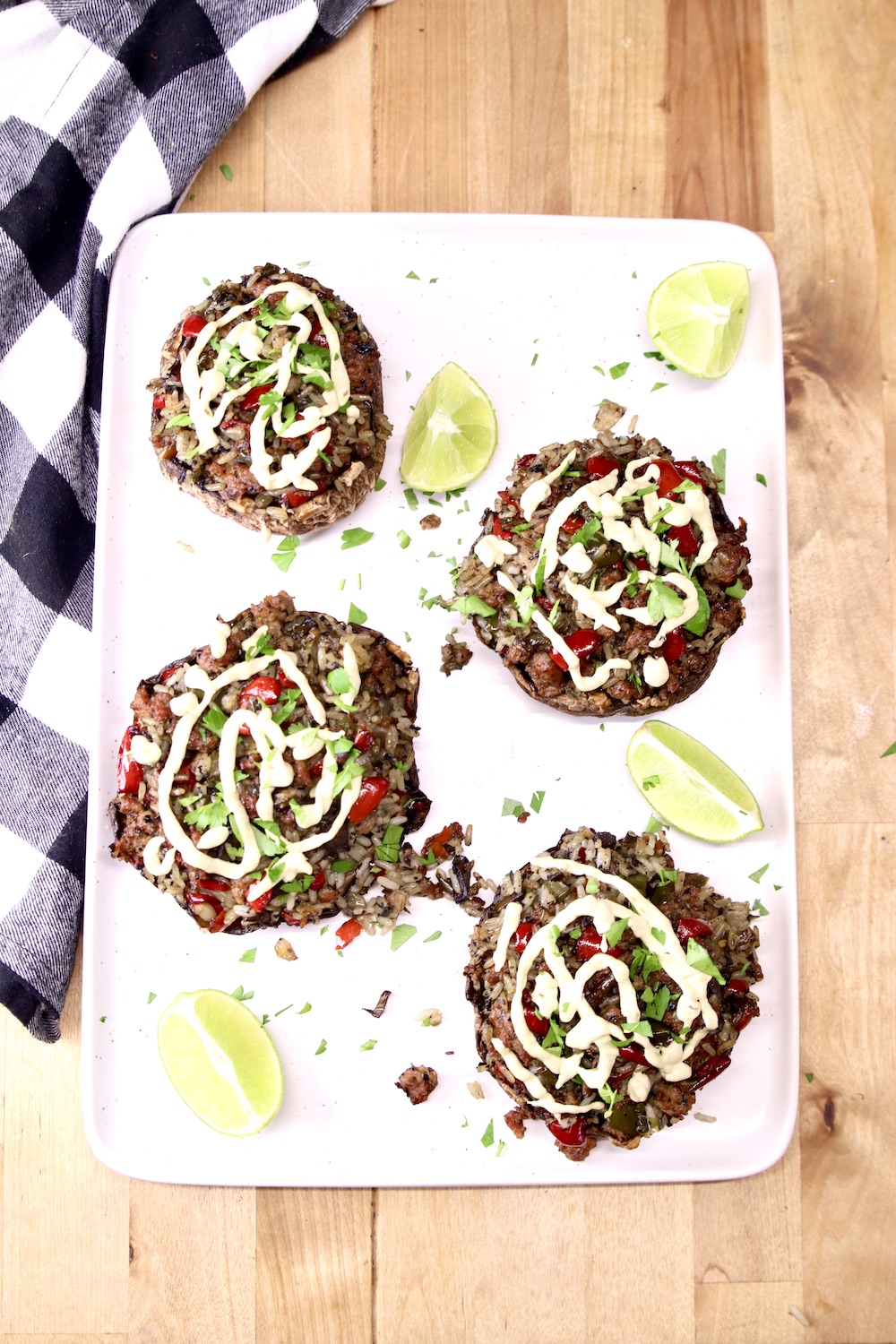 Platter of stuffed portobello mushrooms