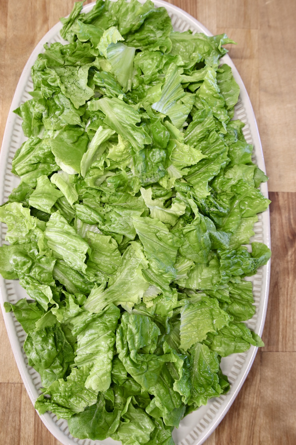oval platter of lettuce