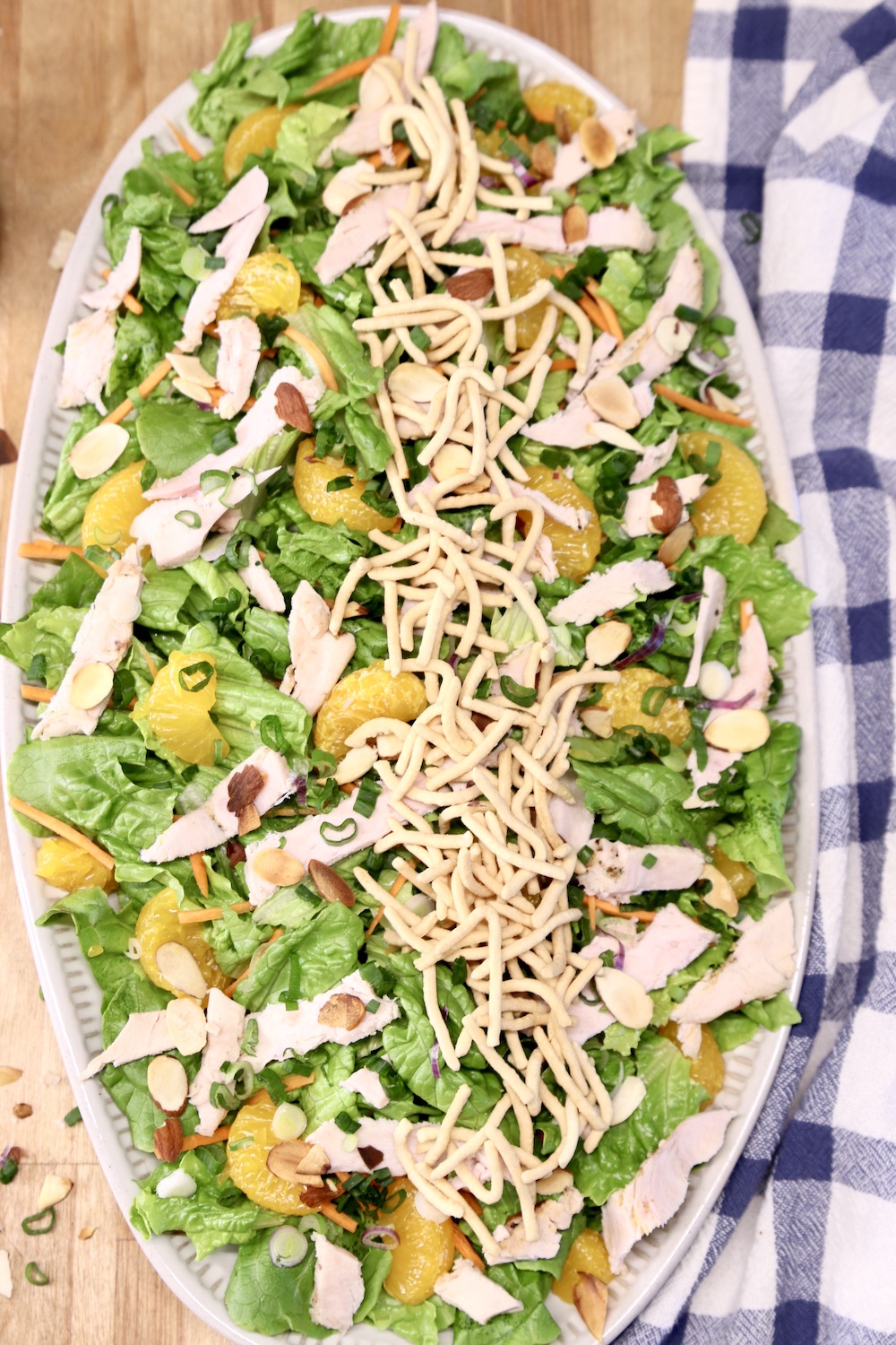 Oval patter of mandarin orange chicken salad