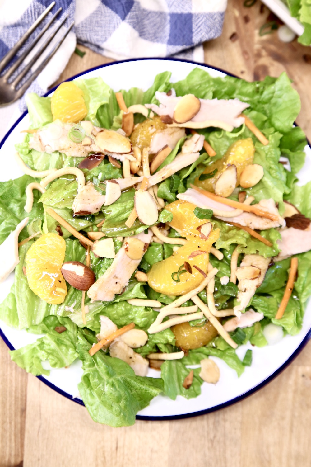 Mandarin orange chicken salad on a plate