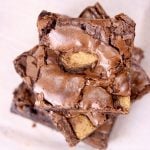Peanut Butter Cup Brownies stacked