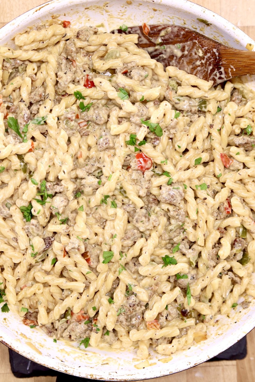 Skillet with Creamy Italian Sausage Pasta