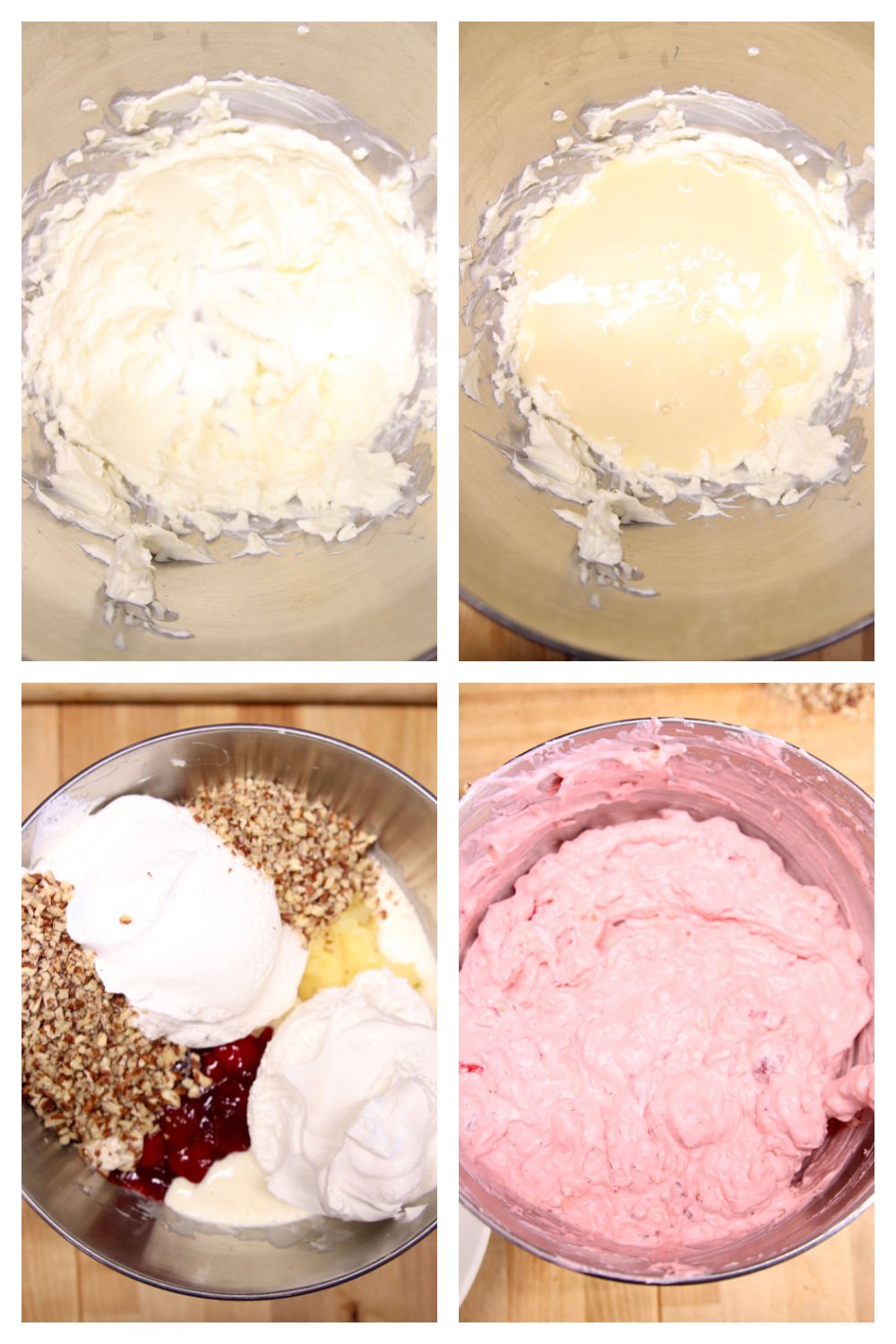 collage making strawberry fluff dessret