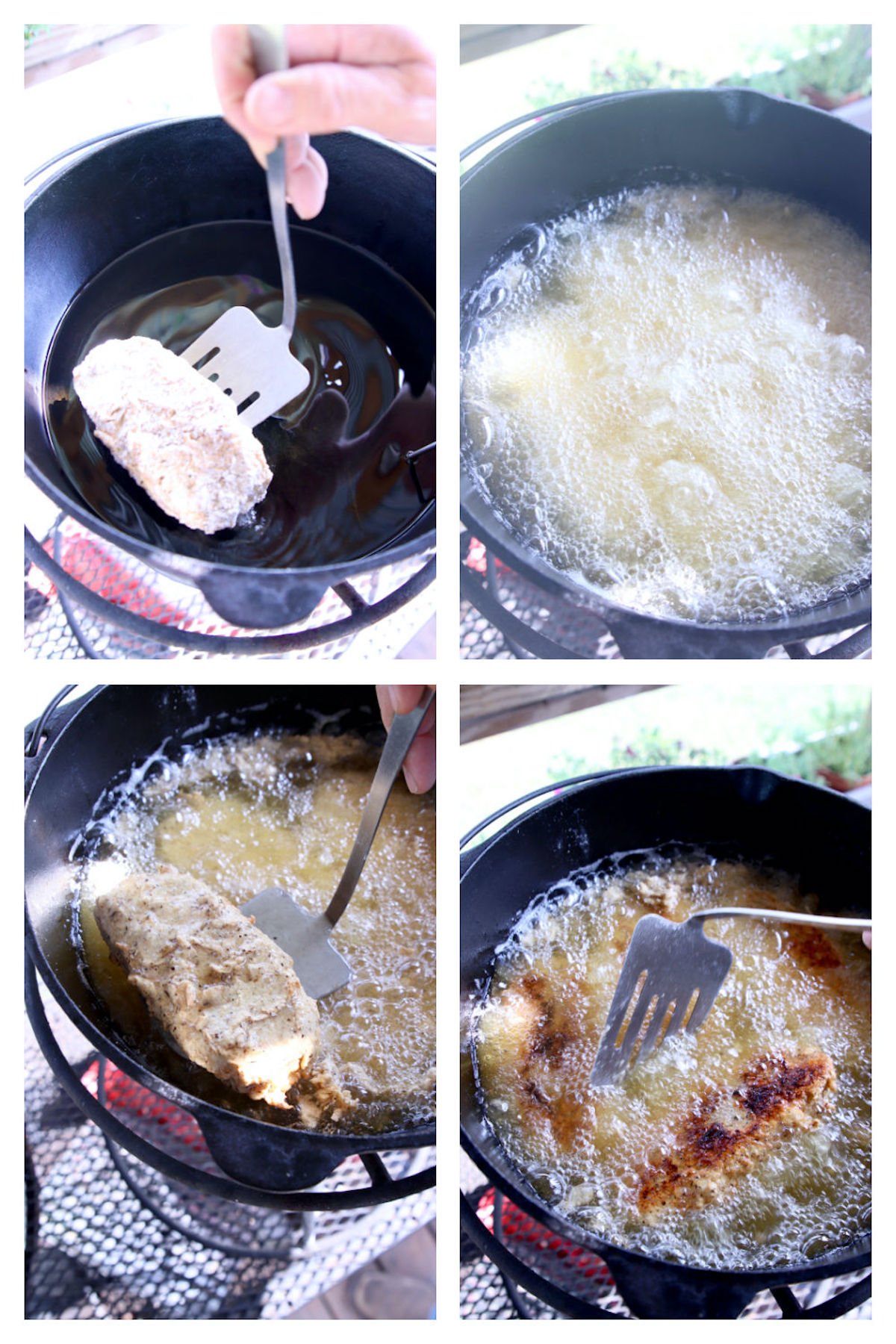 deep frying pork chops in a dutch oven