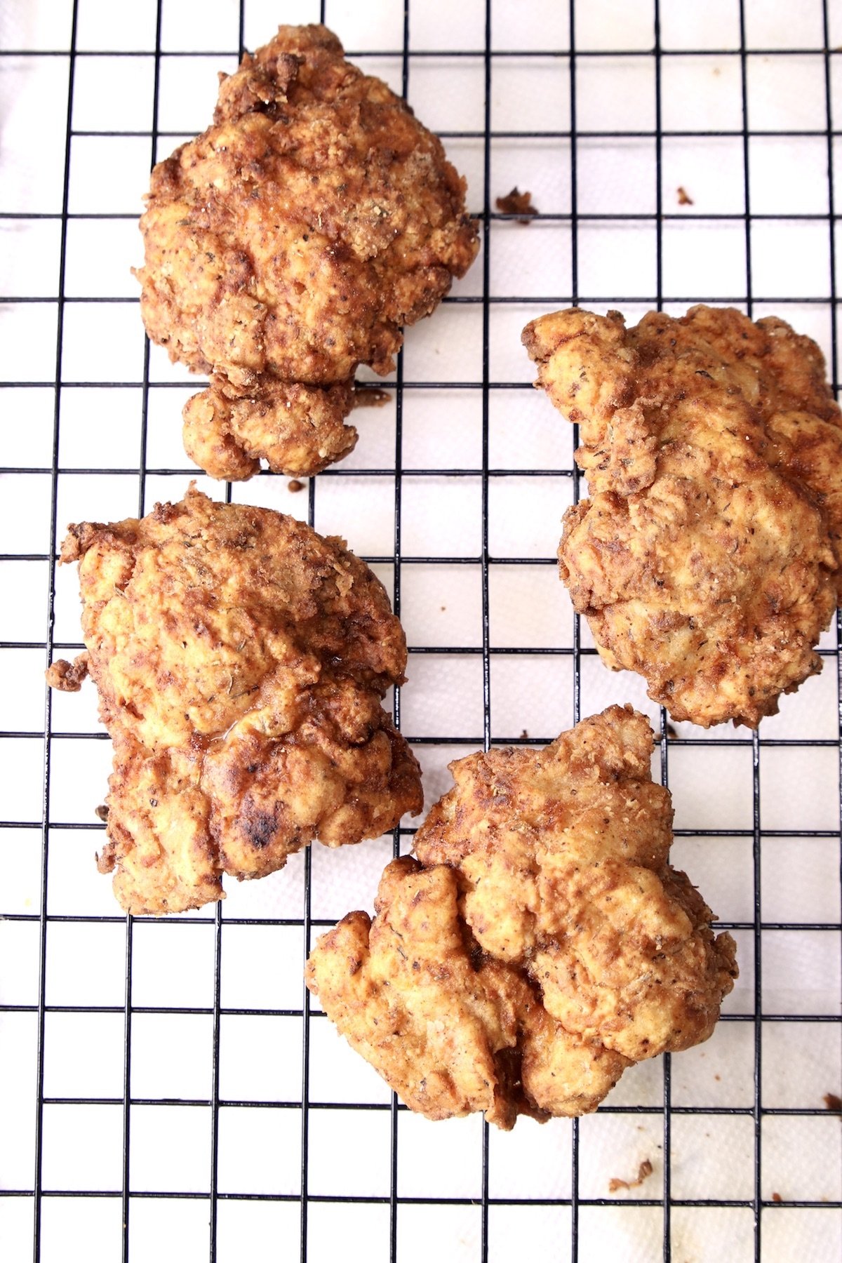 fried chicken on a wire rack