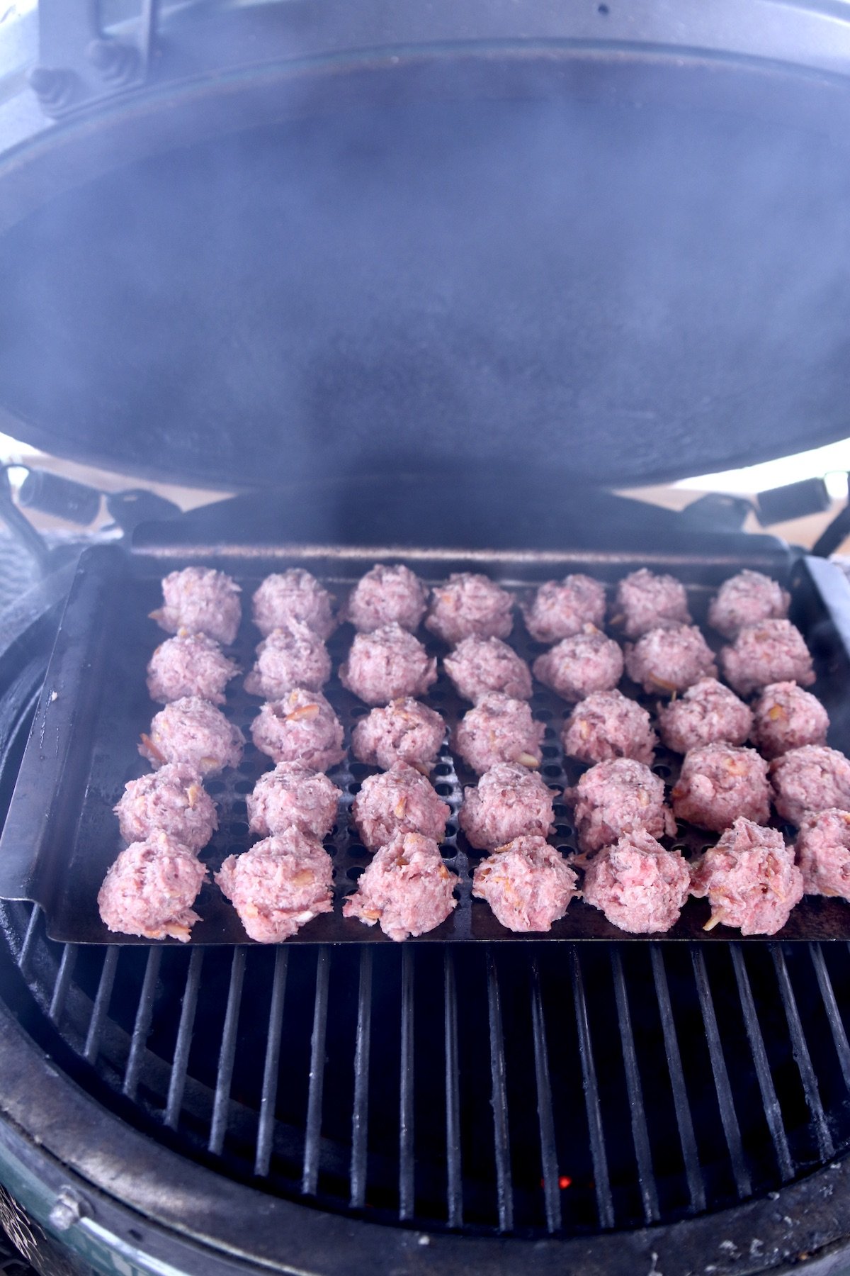 meatballs on a grill