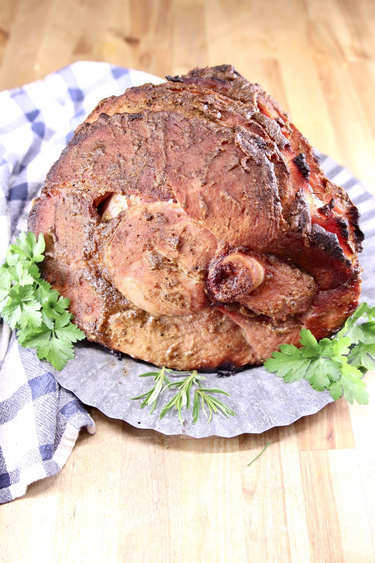 Platter of glazed ham -unsliced