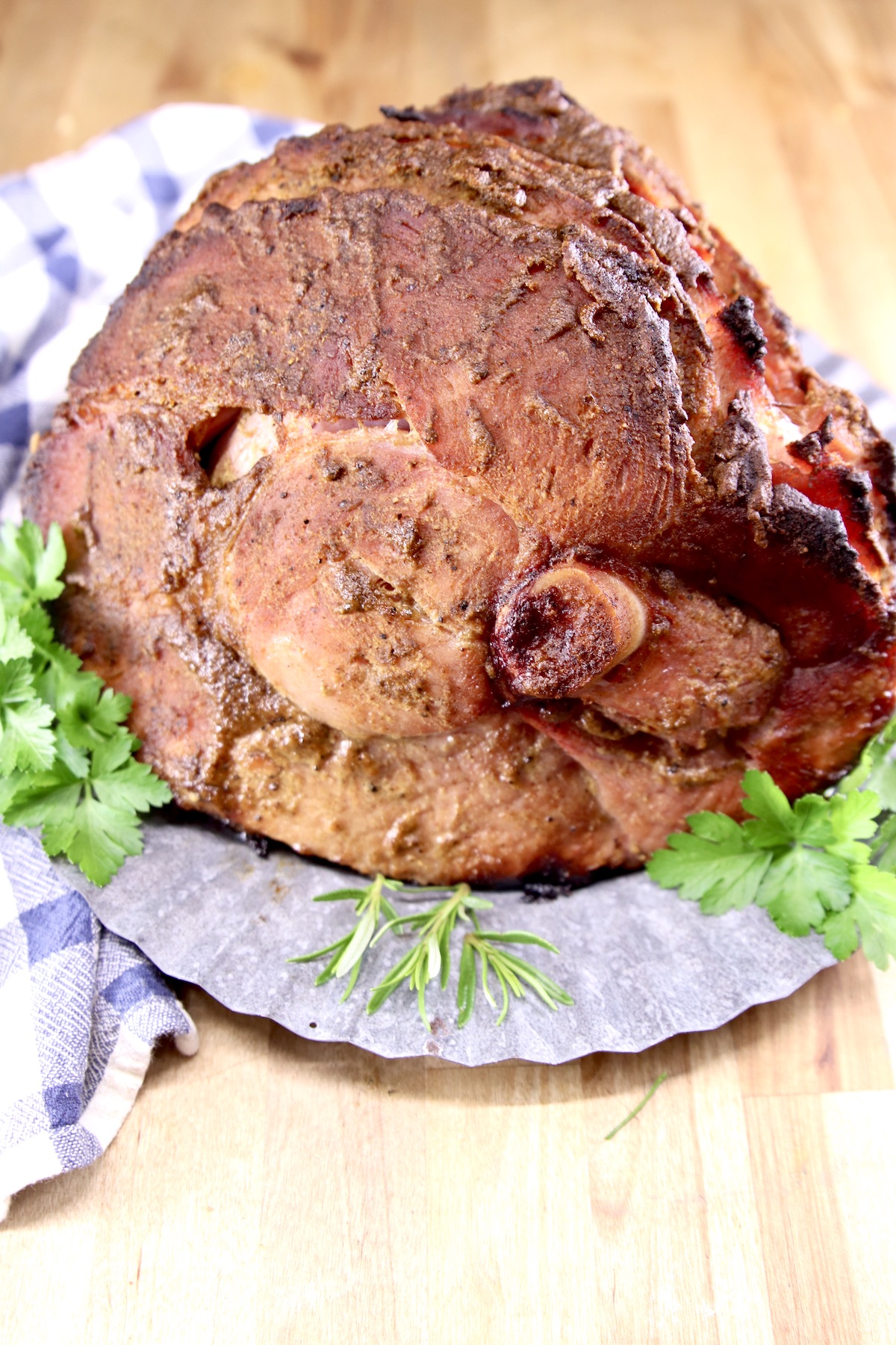 Mustard Glazed Ham on a platter
