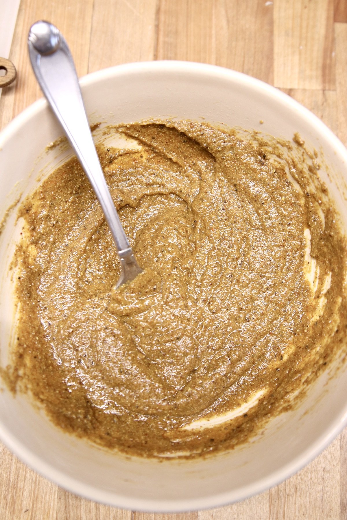 mustard brown sugar glaze in a bowl