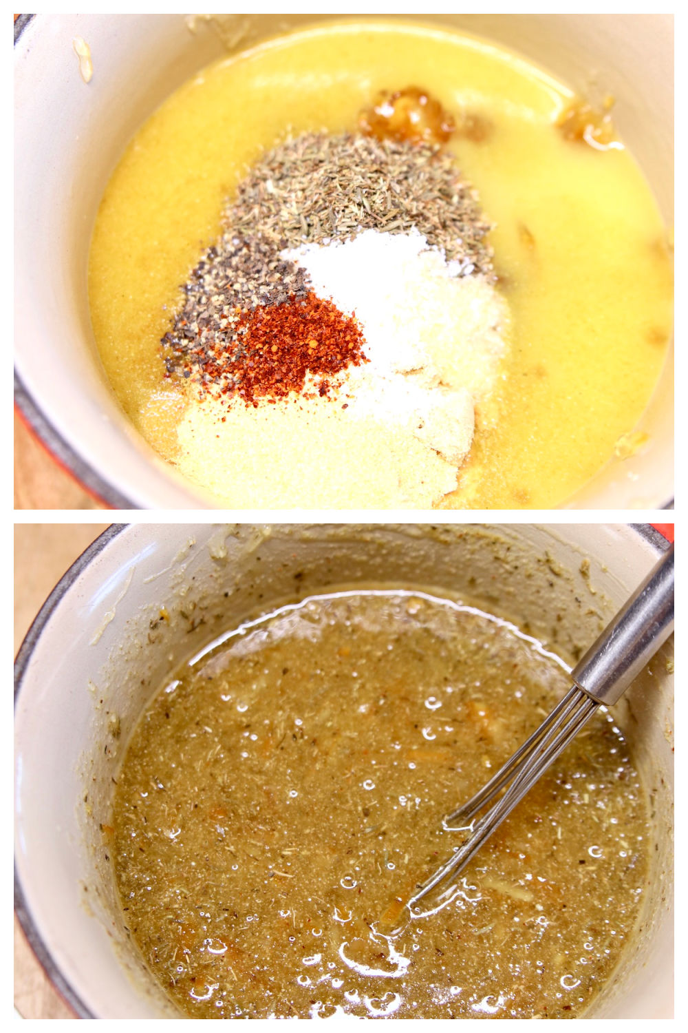 orange marmalade sauce collage: ingredients in pan/cooked