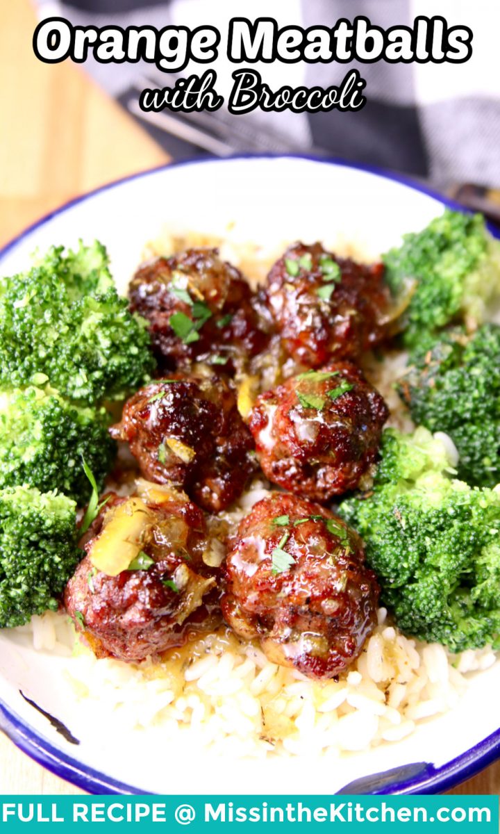 orange meatballs with broccoli over rice