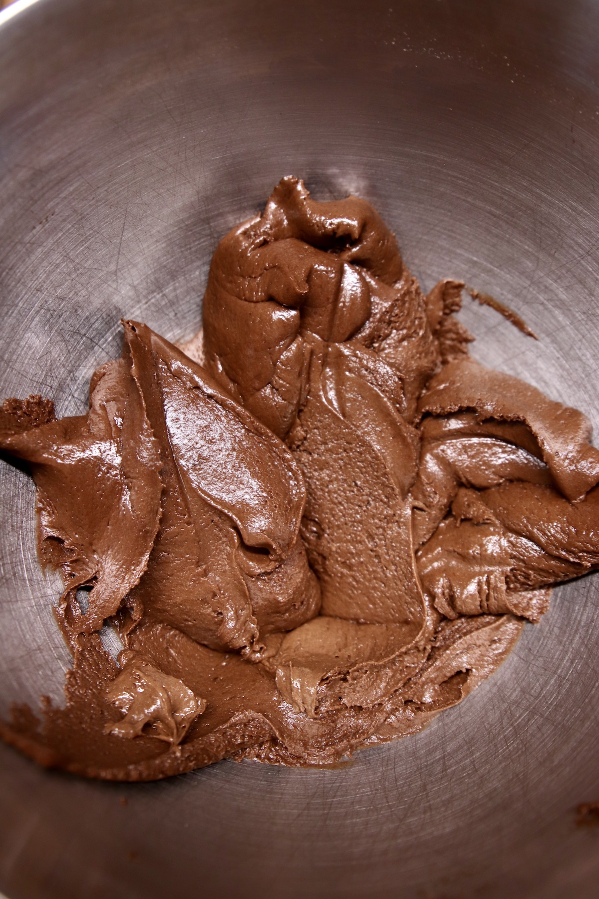 chocolate cookie dough in a bowl