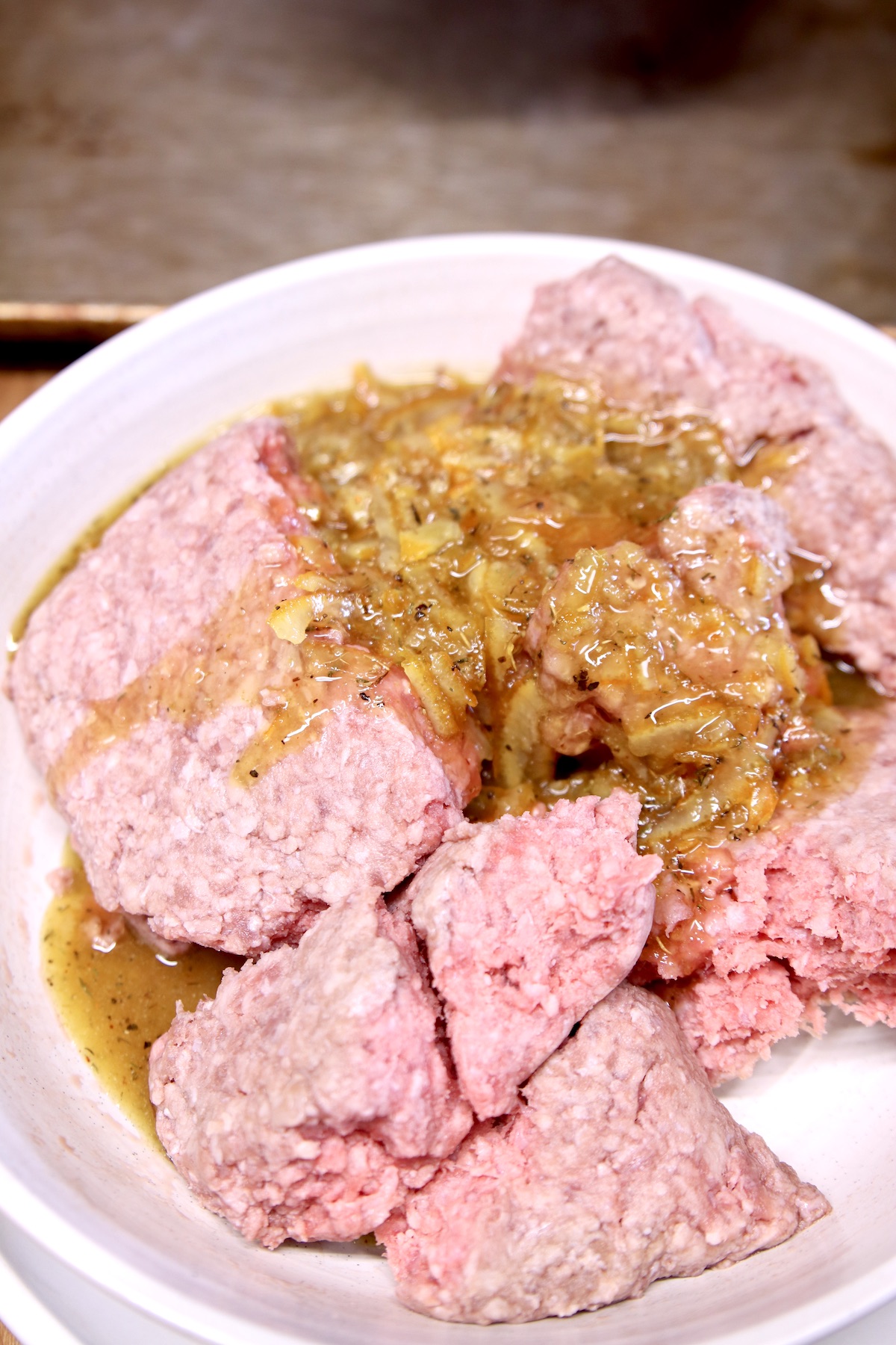 ground beef with orange sauce to make meatballs