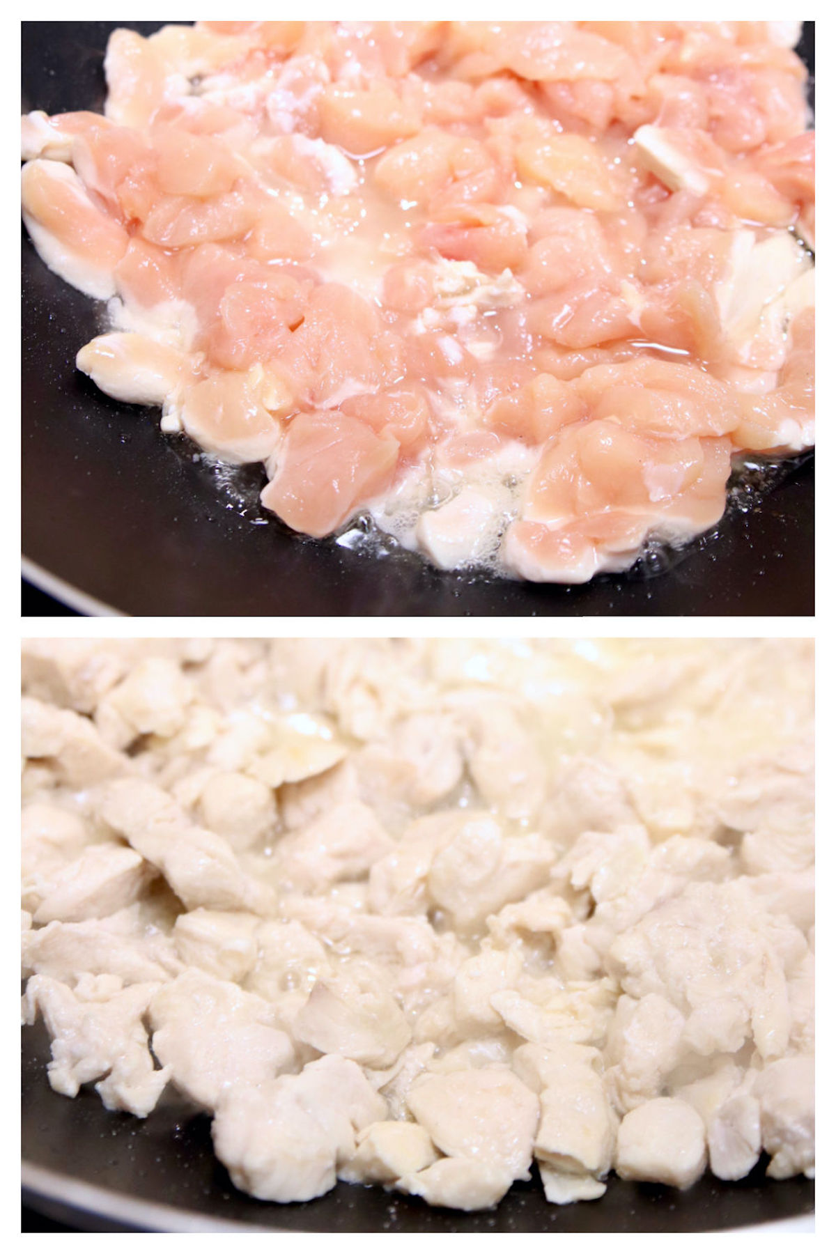 collage cooking chicken for stir fry