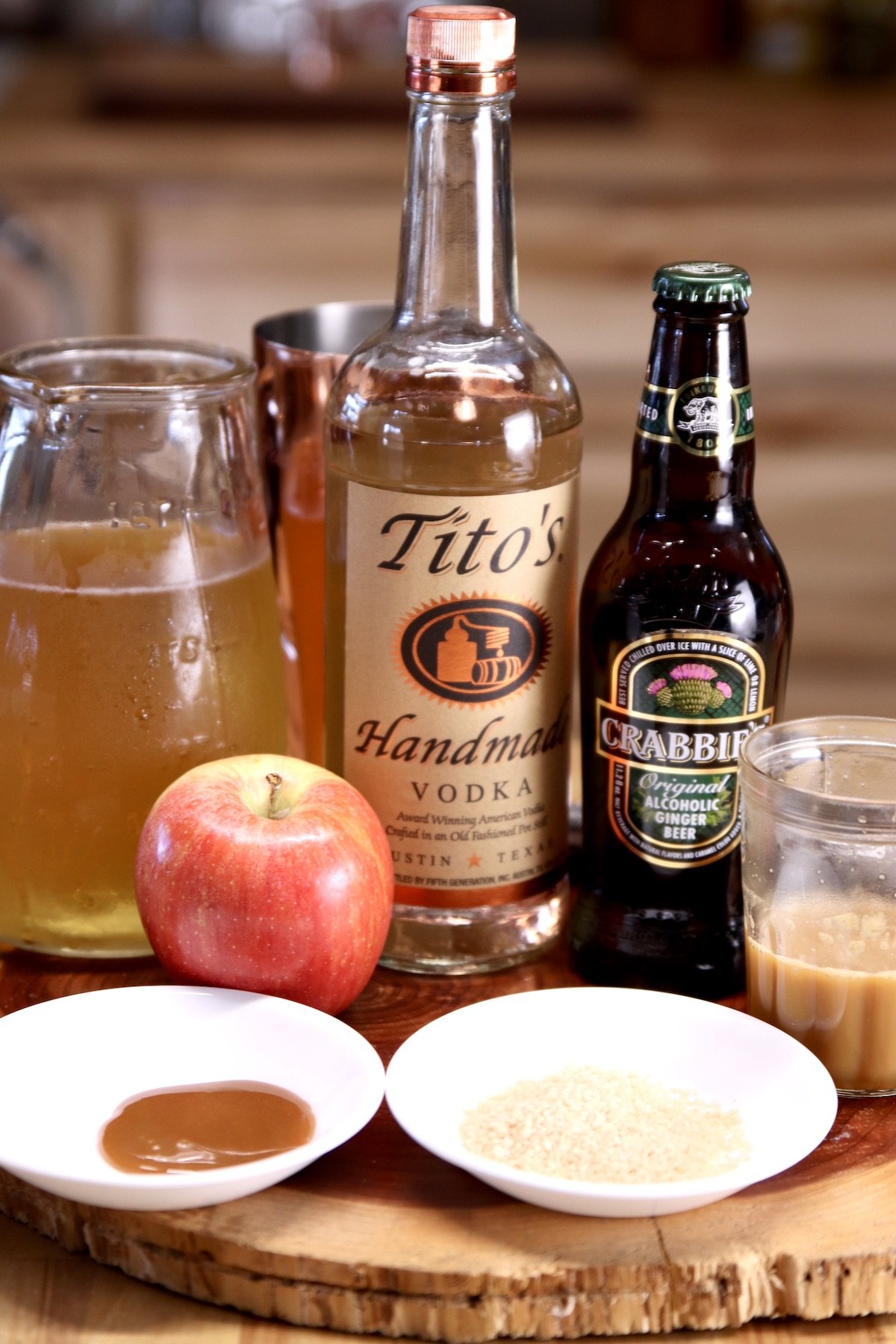 ingredients for caramel apple mule