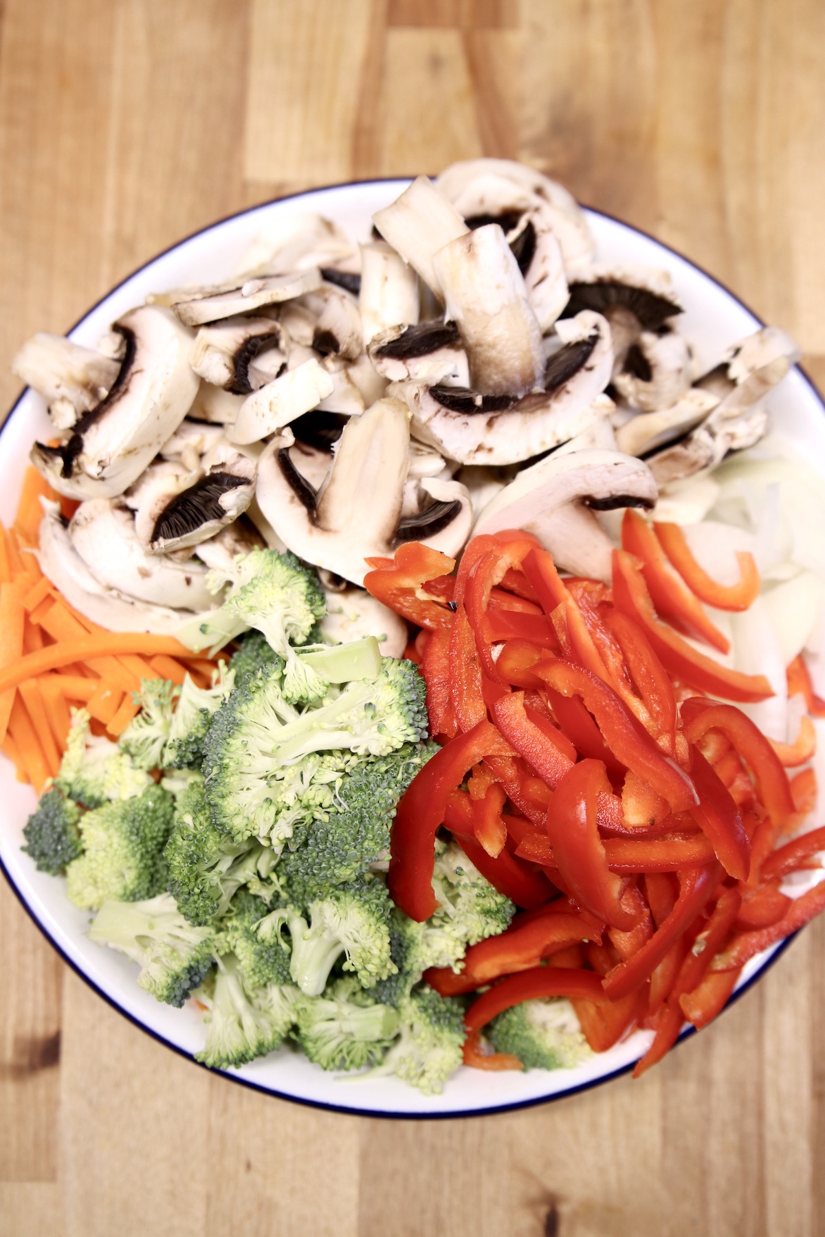 sliced vegetables for stir fry