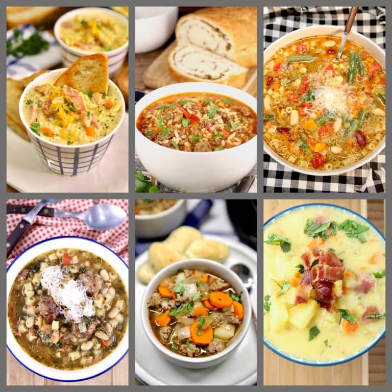 Collage of soup recipes.