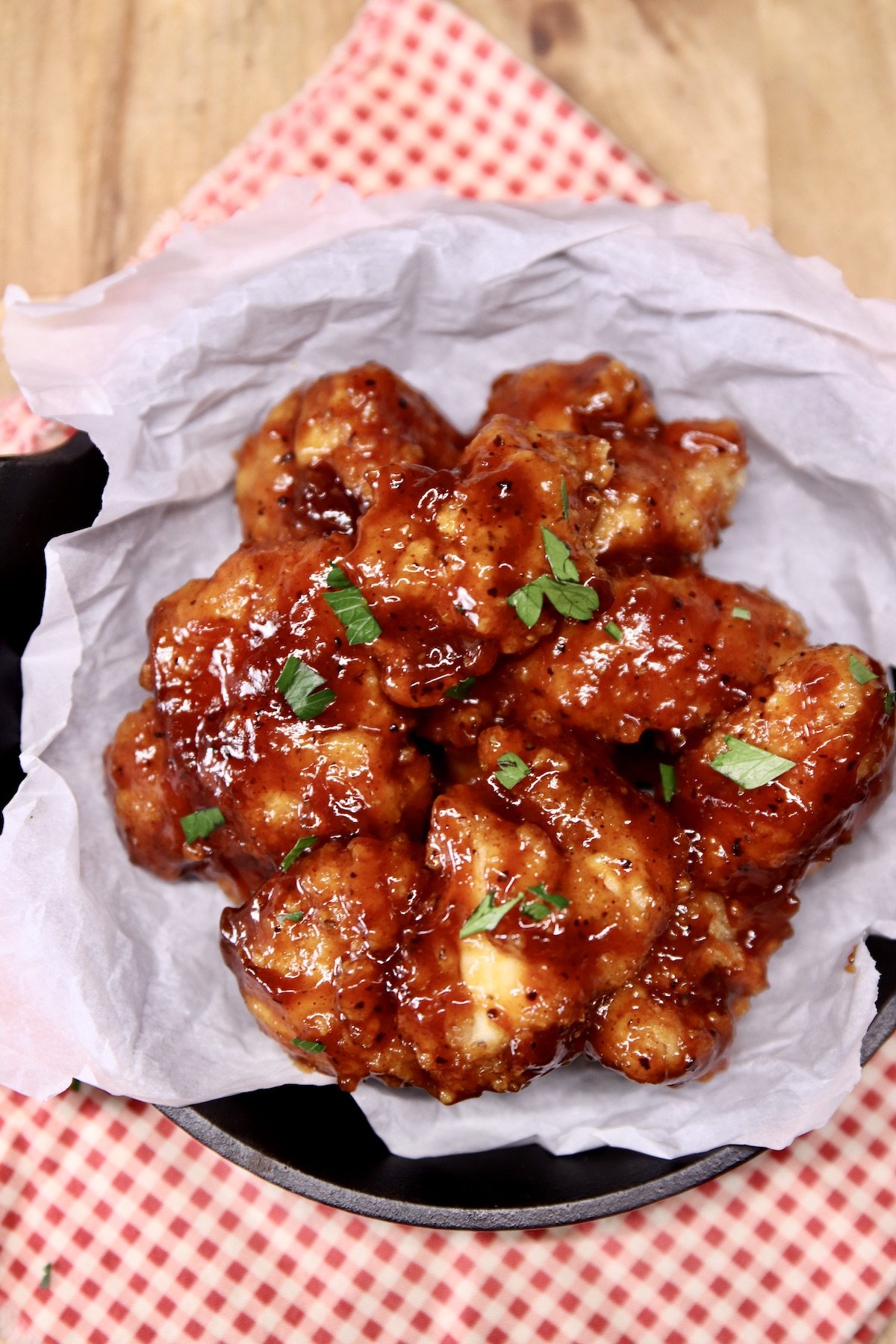 bowl of boneless bbq wings