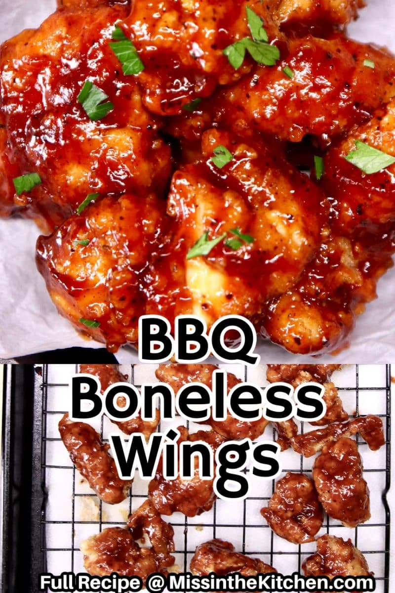 BBQ Boneless Wings collage - text overlay.
