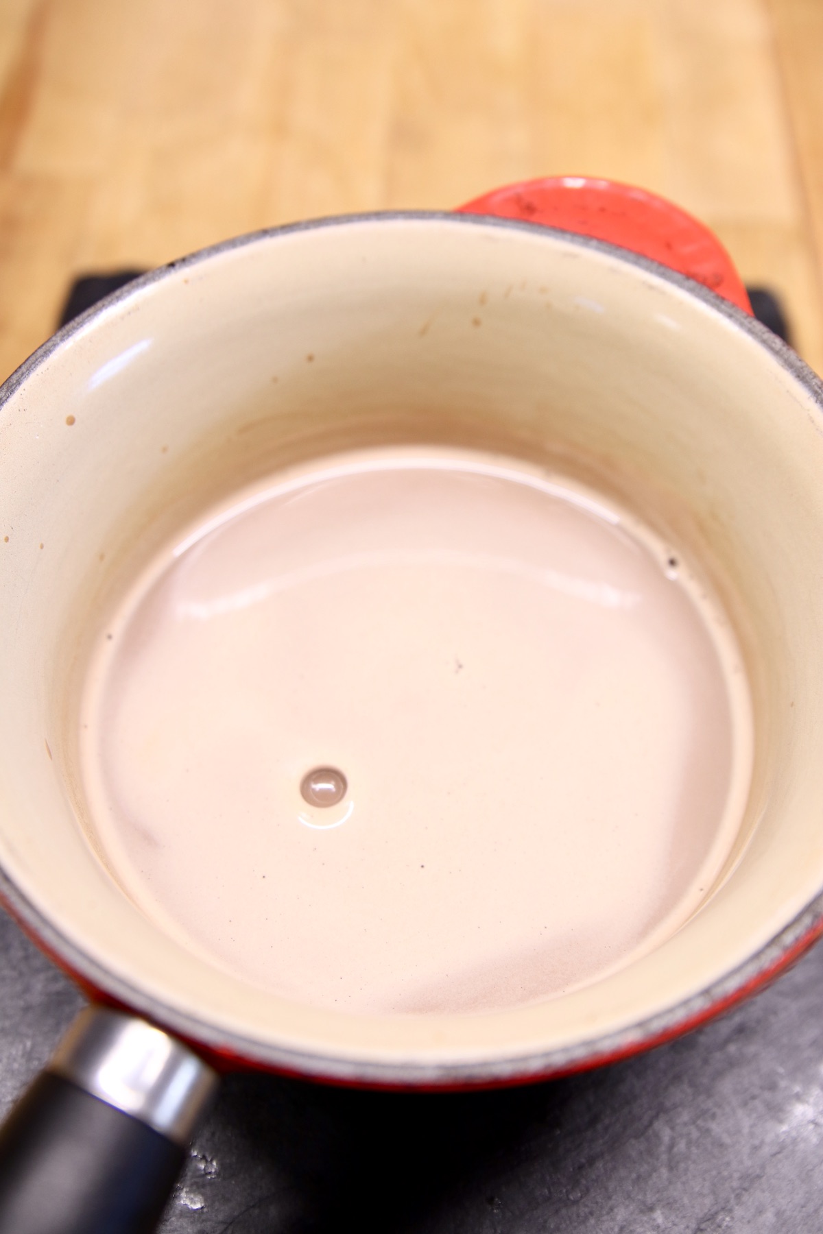 hot chocolate in a pan