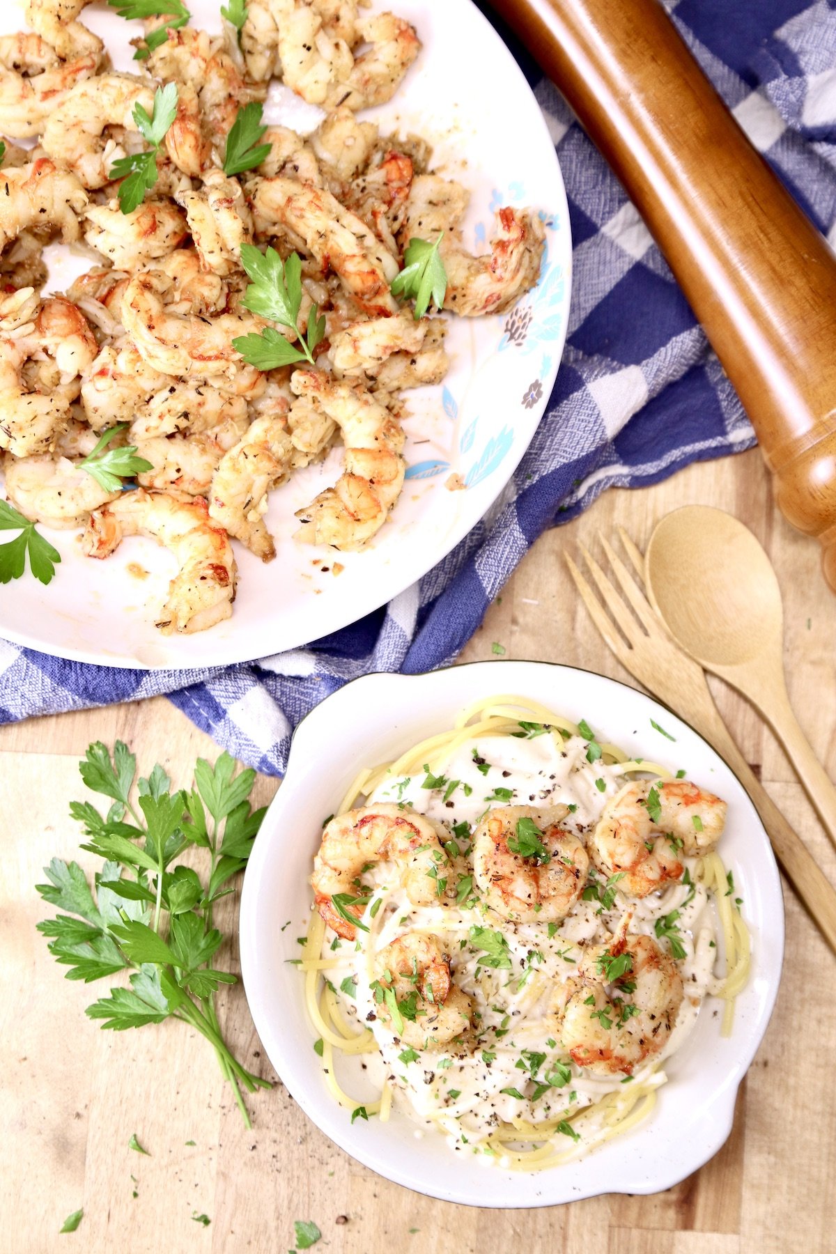 shrimp with creamy spaghetti