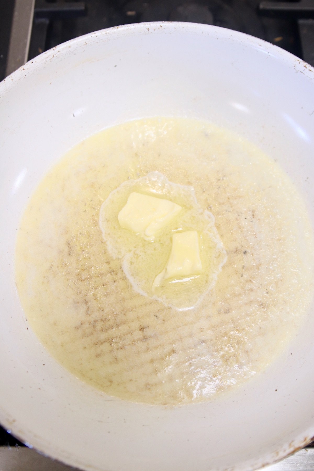 butter melting in a pan