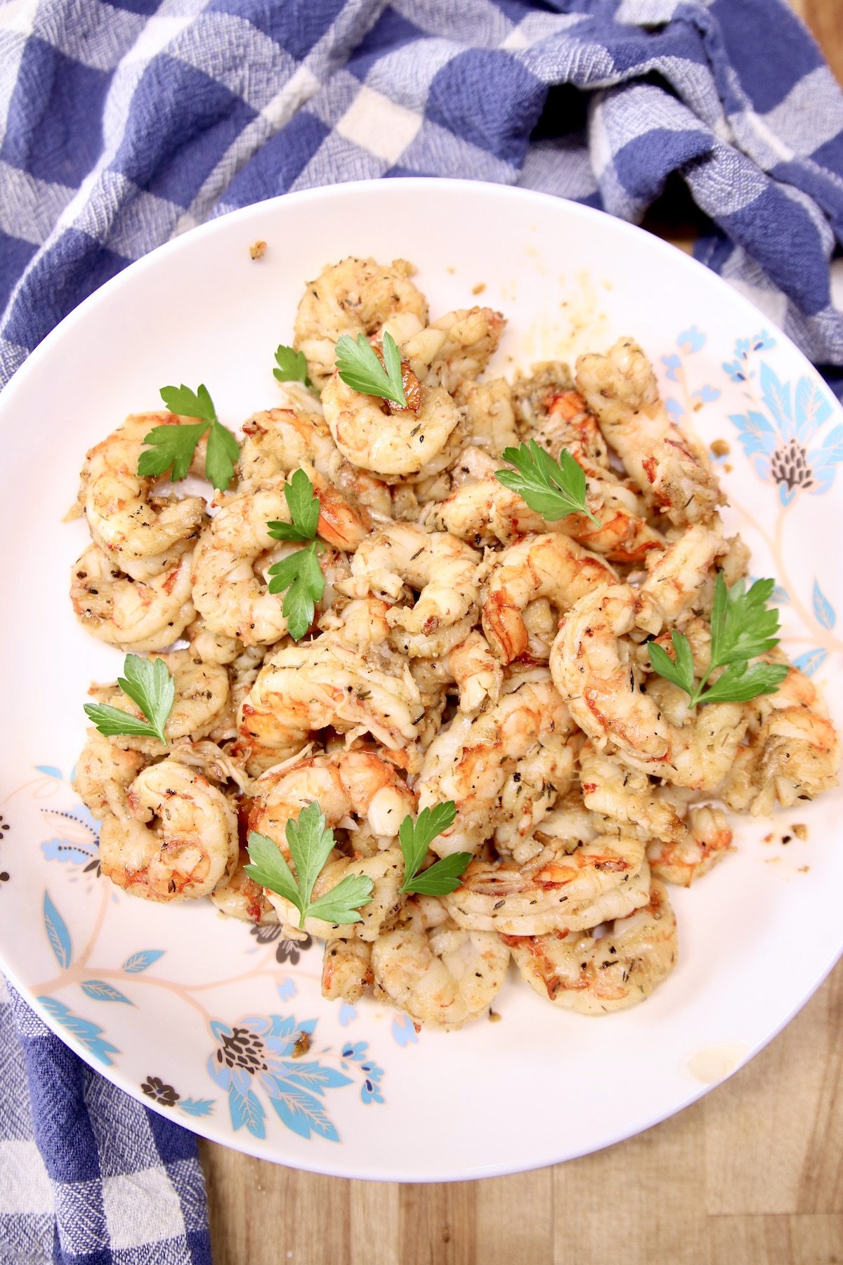 garlic butter shrimp in a bowl
