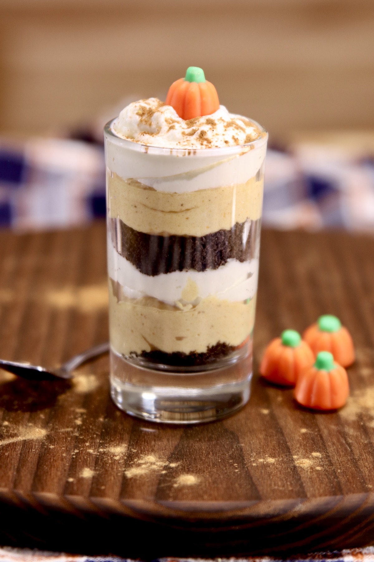 No Bake Pumpkin Cheesecake in individual dessert glass